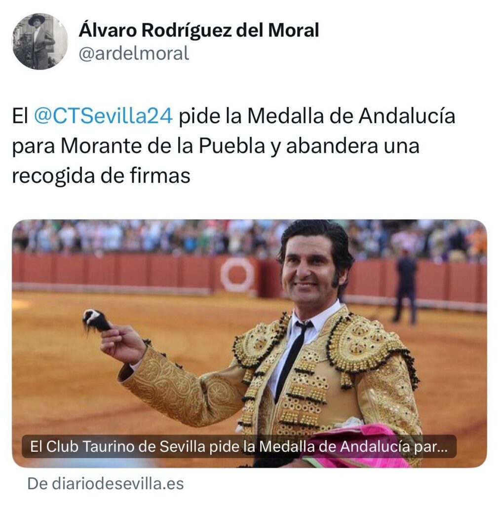 Petición Medalla de Andalucía para “Morante de la Puebla” - 8 de Enero de 2025 medalla morante 3